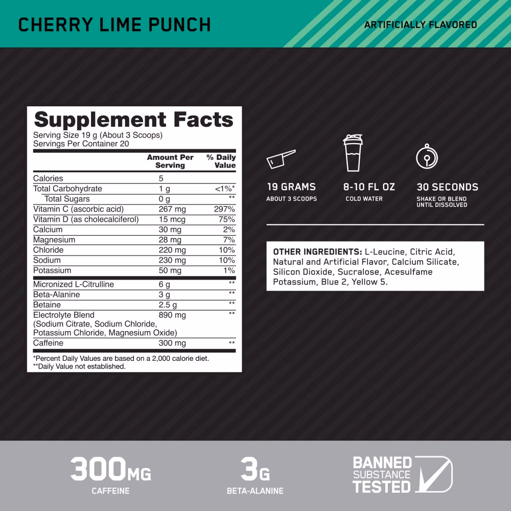 Optimum Nutrition Platinum Igniter Cherry Lime Punch 380g 2