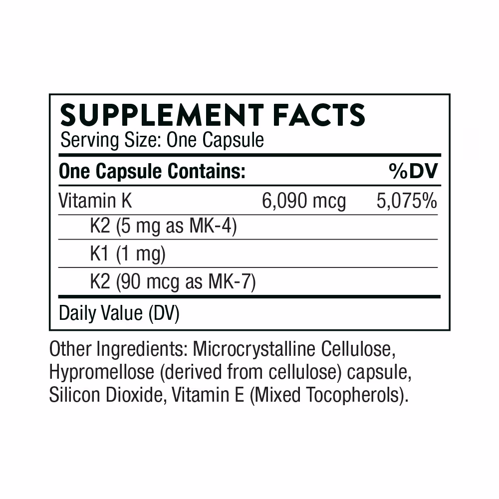 Thorne Vitamin K and Two Forms of K2 - 60 Capsules 2
