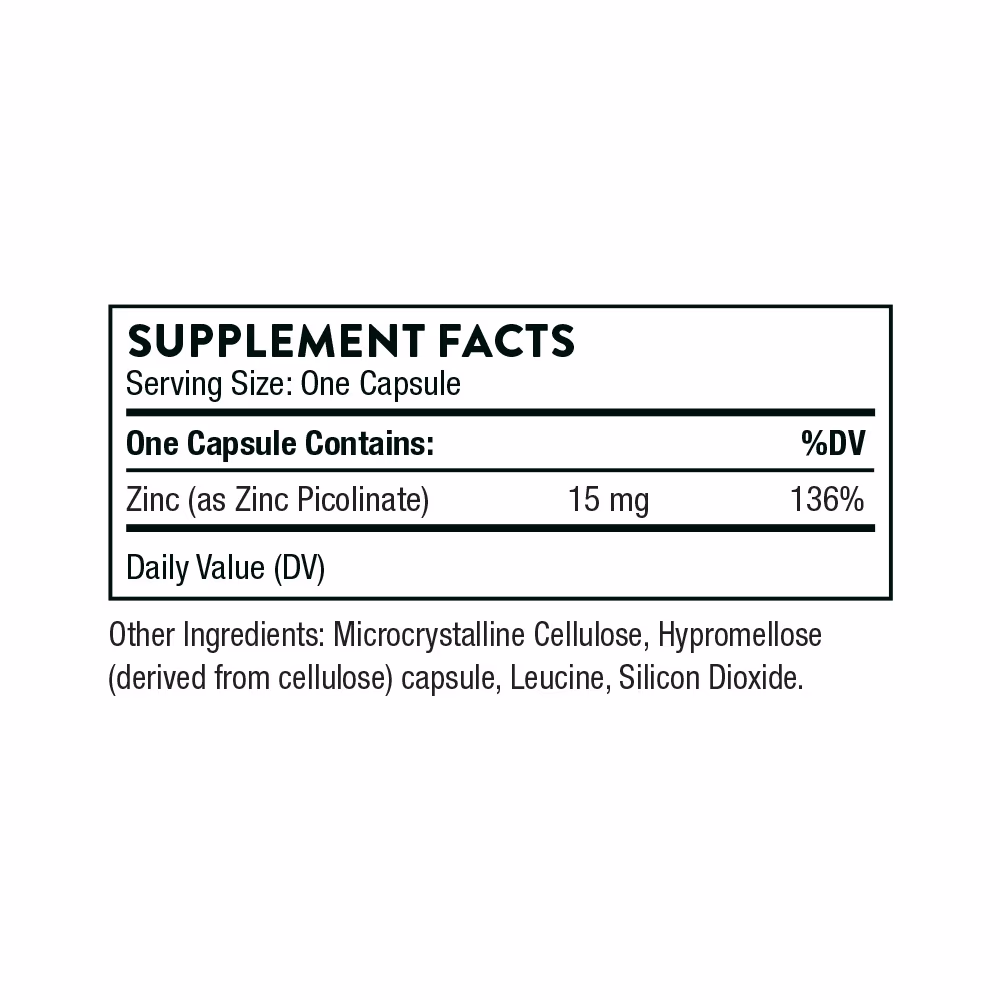 Thorne Zinc Picolinate 15mg - 60 Capsules 2