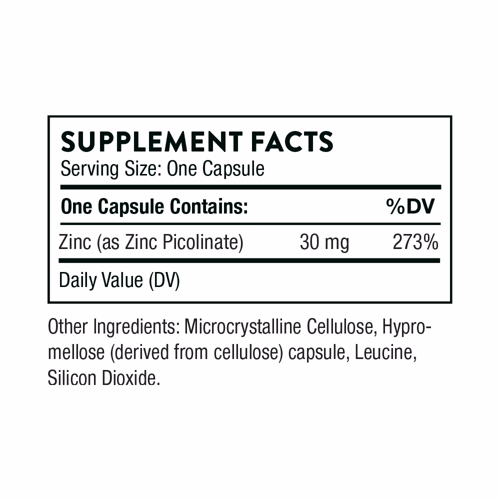Thorne Zinc Picolinate 30mg - 60 Capsules 2