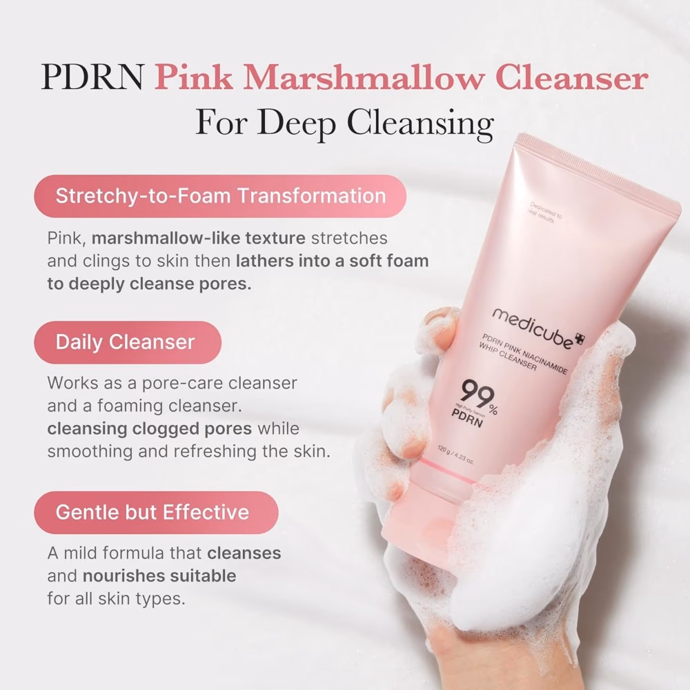 Medicube PDRN Pink Niacinamide Whip Cleanser 120g 2