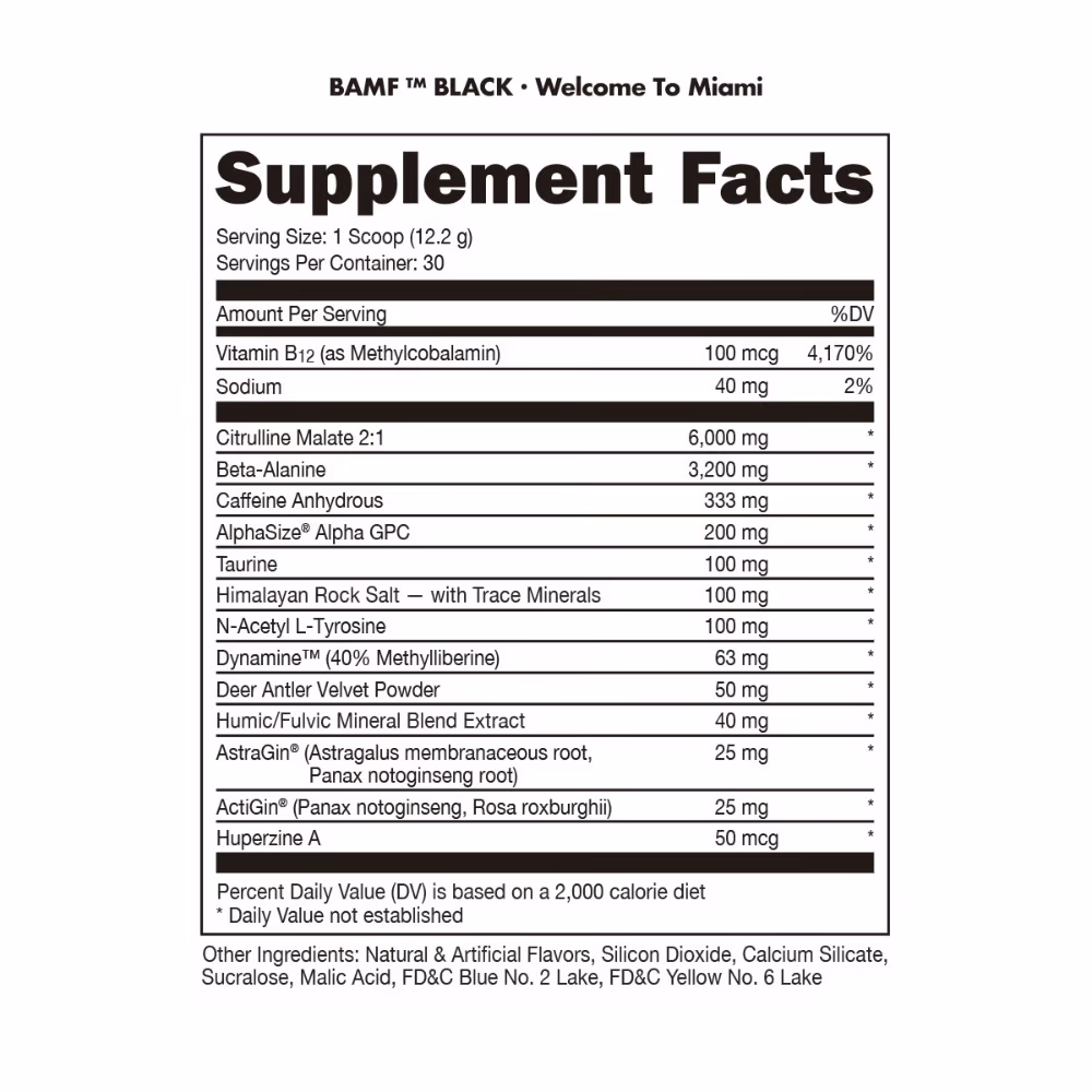 Bucked Up BAMF High Stim Pre Workout Welcome Miami 365g 3
