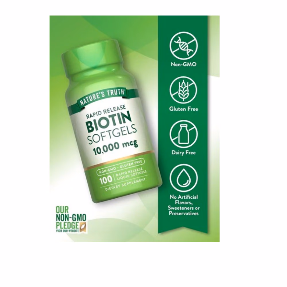 Nature's Truth Biotin 10,000mcg Liquid Softgels 100s 4