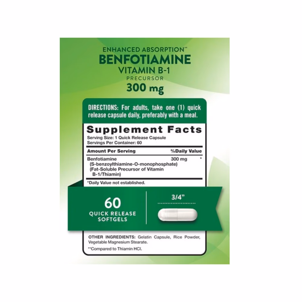 Nature's Truth Benfotiamine Vita B1 300mg Cap 60s 2