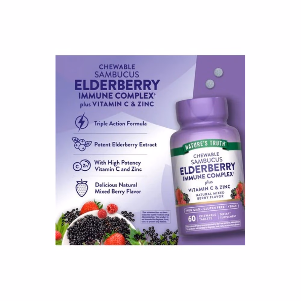 Nature's Truth Black Elderberry Immune 60 Chew Tabs 5