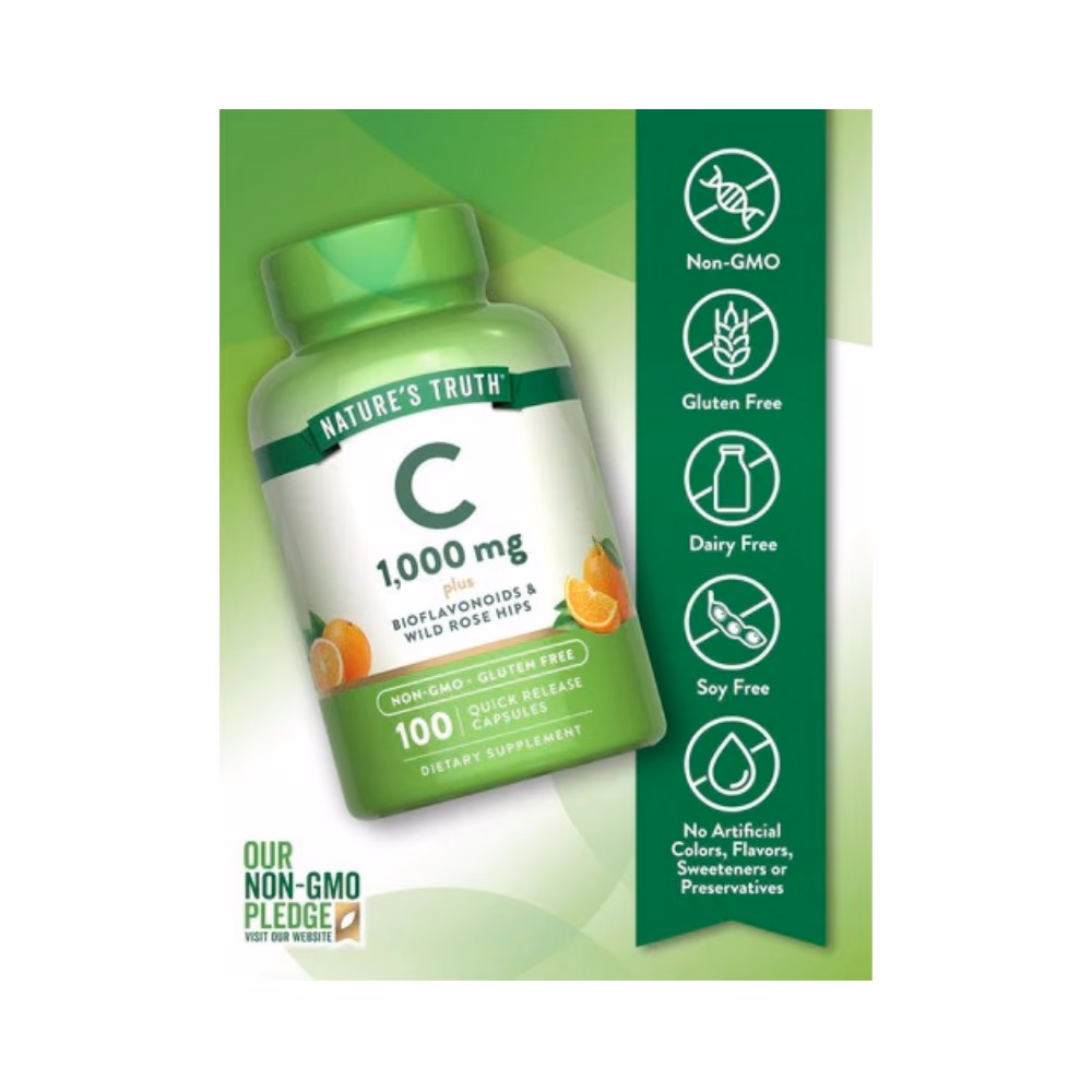 Nature's Truth C 1000mg Plus Rose Hips 100 Capsules 2