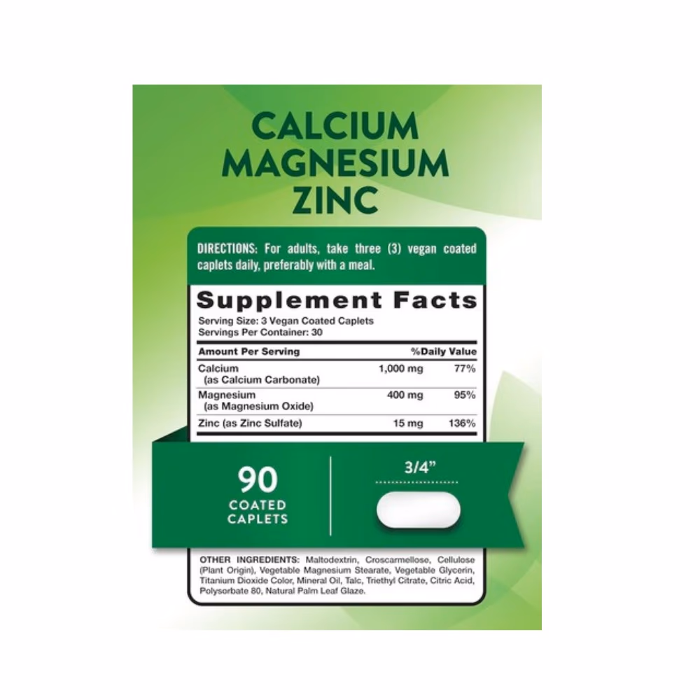 Nature's Truth Calcium Magnesium Zinc 90 Tabs 3