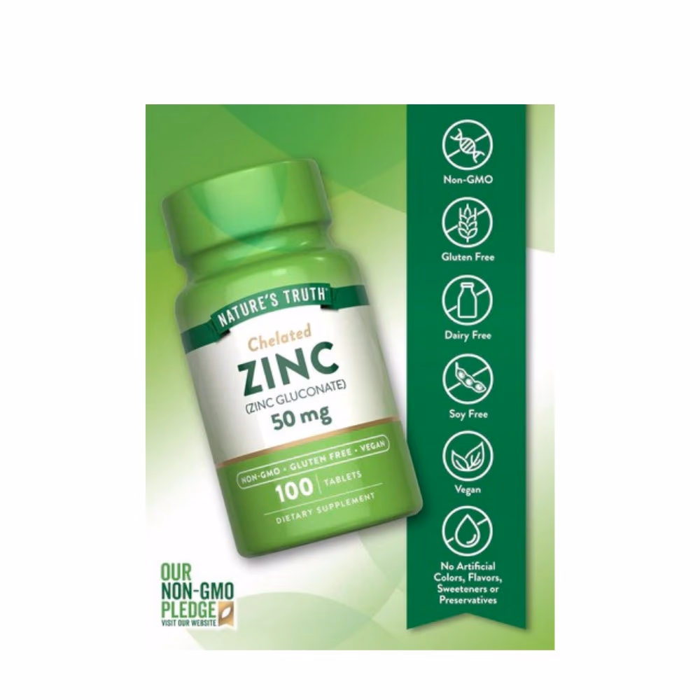 Nature's Truth Chelated Zinc 50mg - 100 Tabs 2