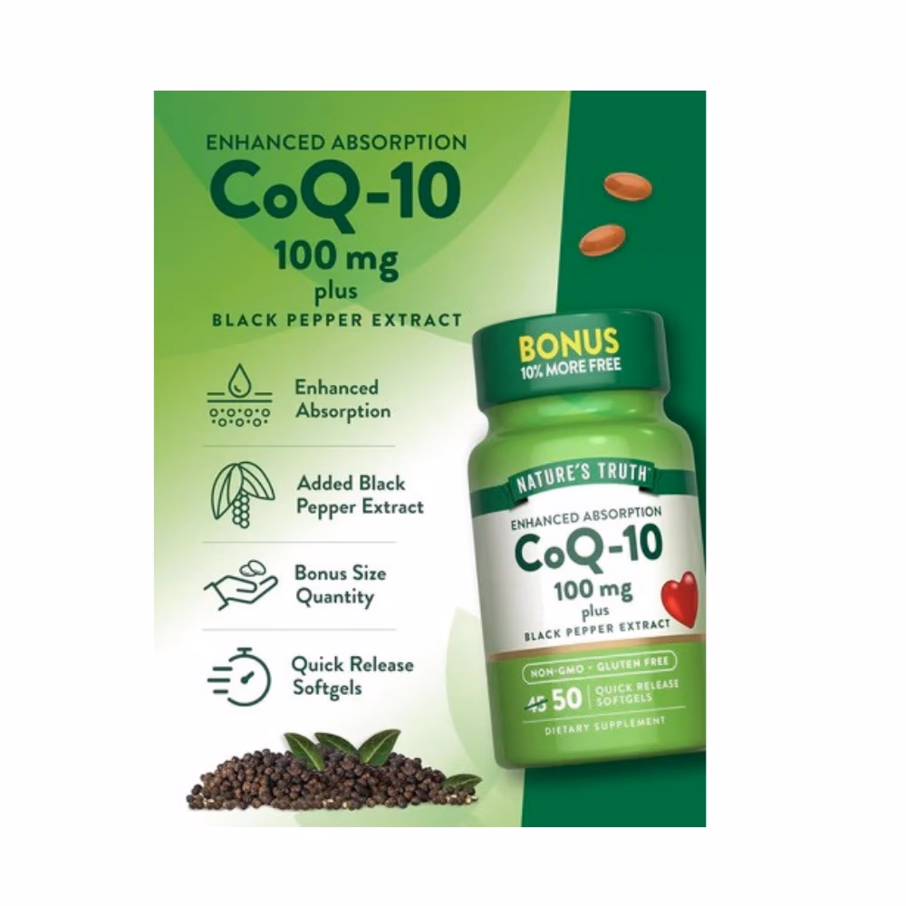 Nature's Truth CoQ-10 100mg Plus Black Pepper Extract Softgels 4