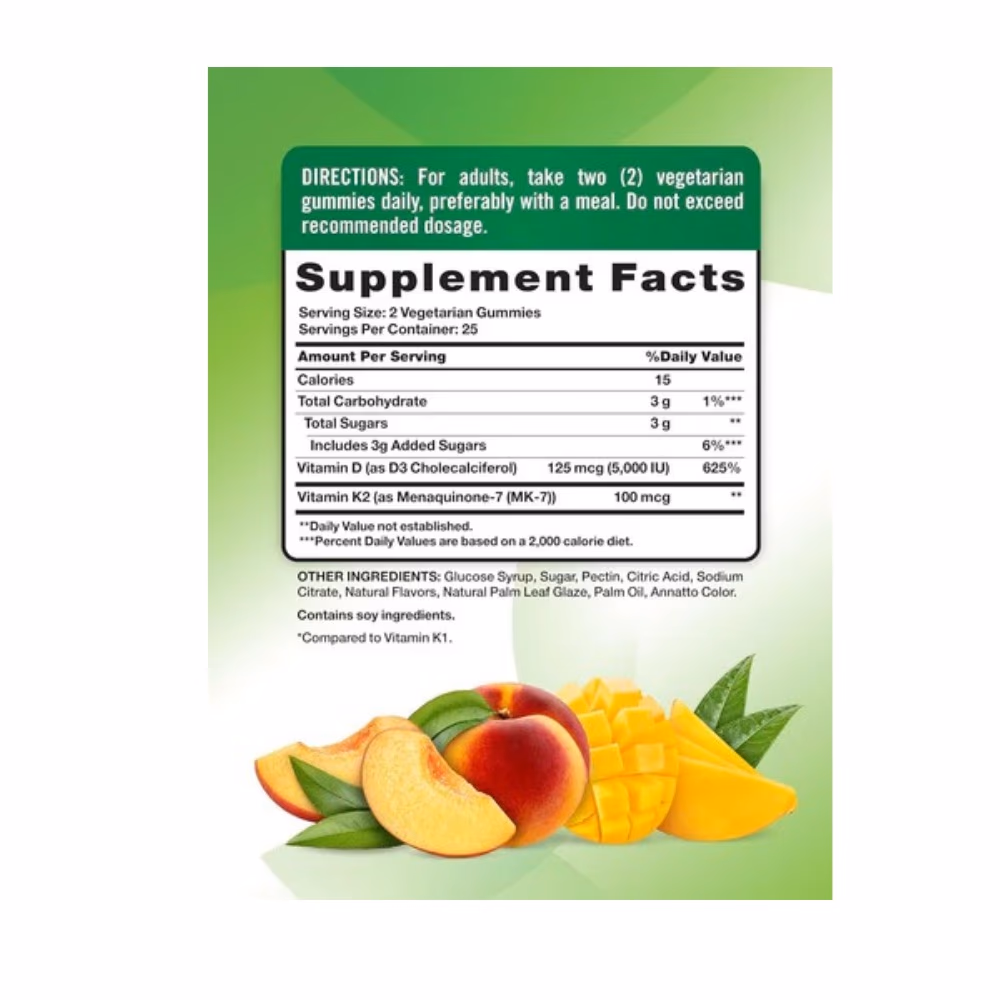 Nature's Truth  D3+K2 Calcium Gummies Peach Mango 50s 3