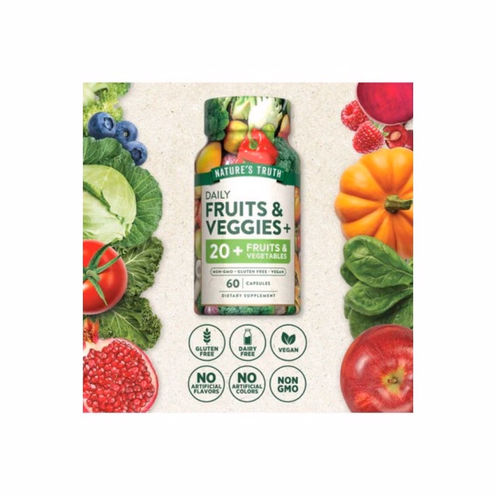 Nature's Truth Daily Fruits & Veggies+ 60 Veg Caps 5