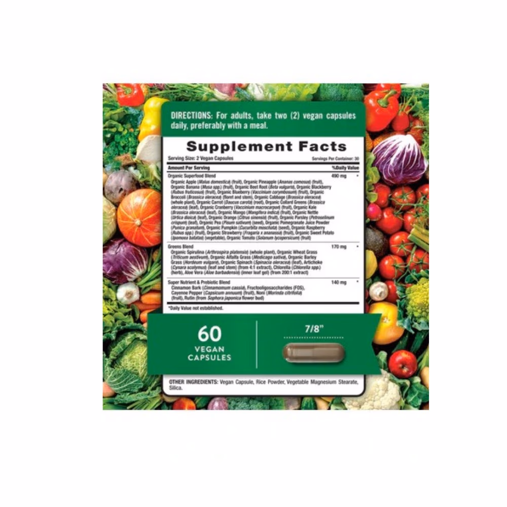 Nature's Truth Daily Fruits & Veggies+ 60 Veg Caps 4