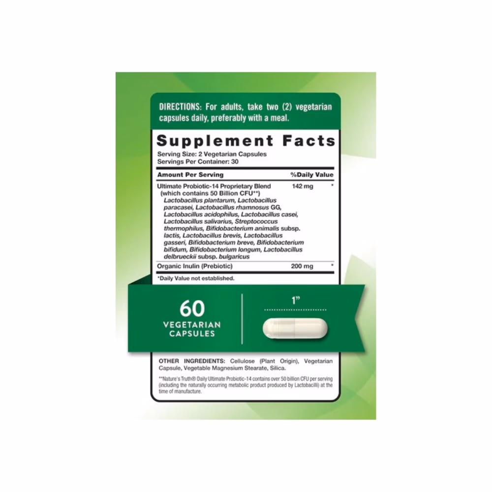 Nature's Truth Daily Ultimate Probiotic 50 Billion 60 Caps 3