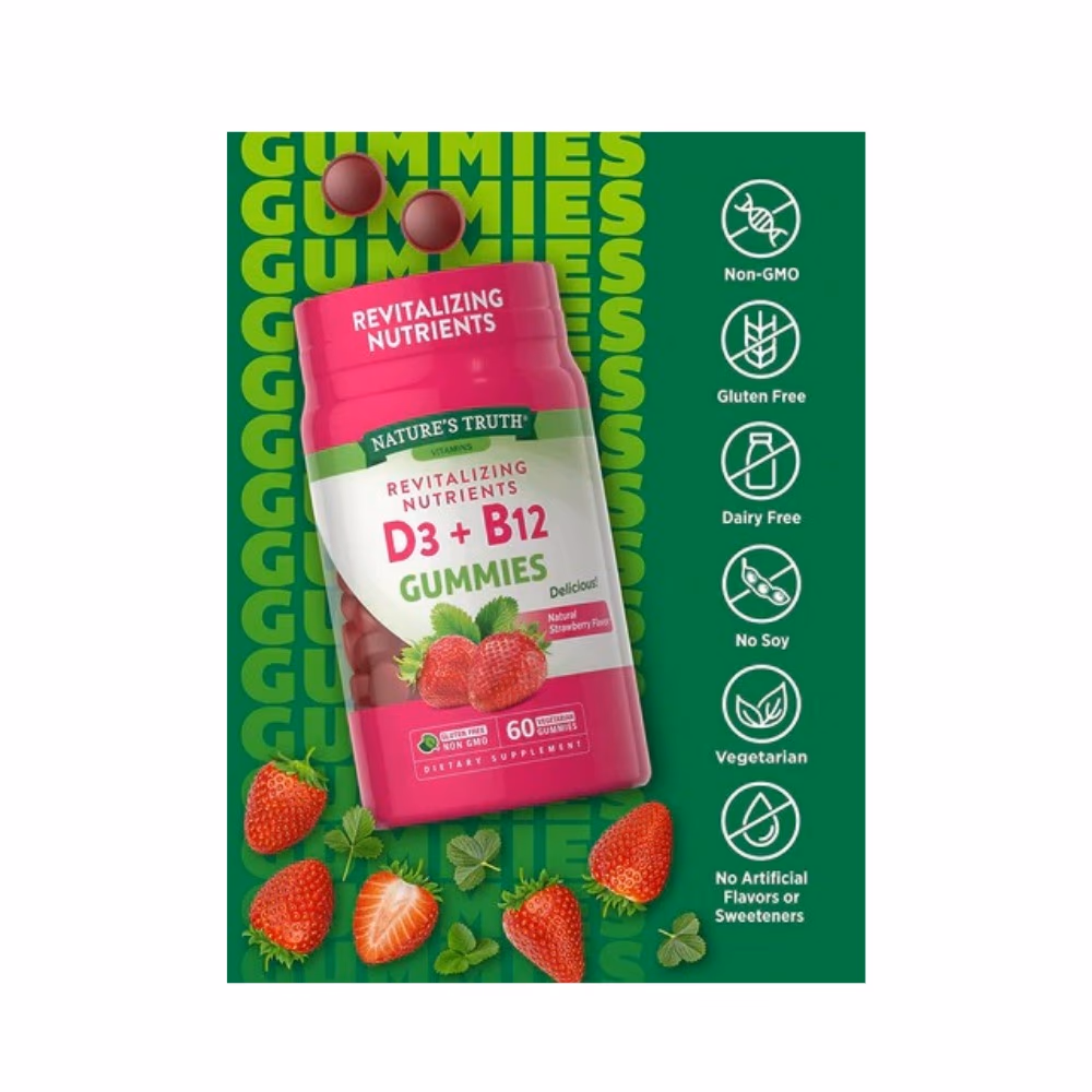 Nature's Truth Essential D3 + B12 Strawberry Gummies 60s 4