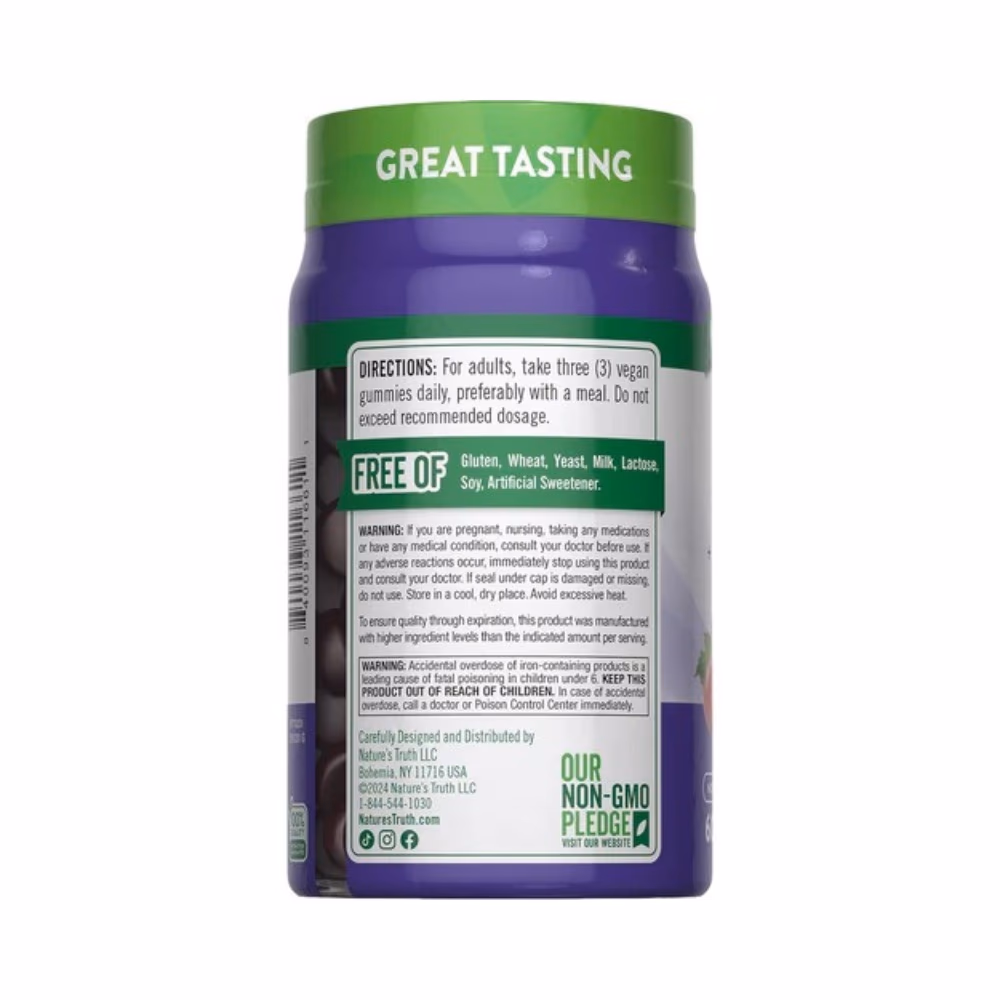 Nature's Truth Essential Iron Grape Gummies 60s 4