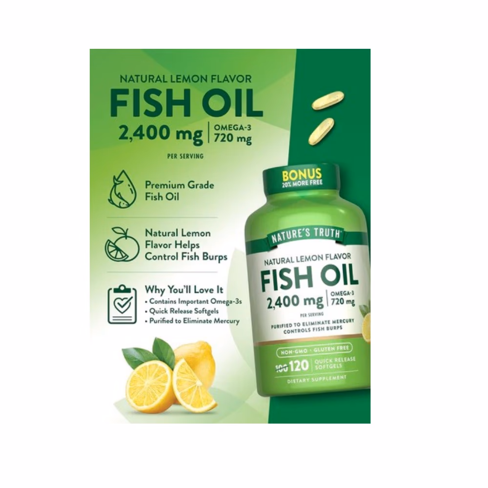 Nature's Truth Fish Oil 2400mg Lime Softgels 120s 5