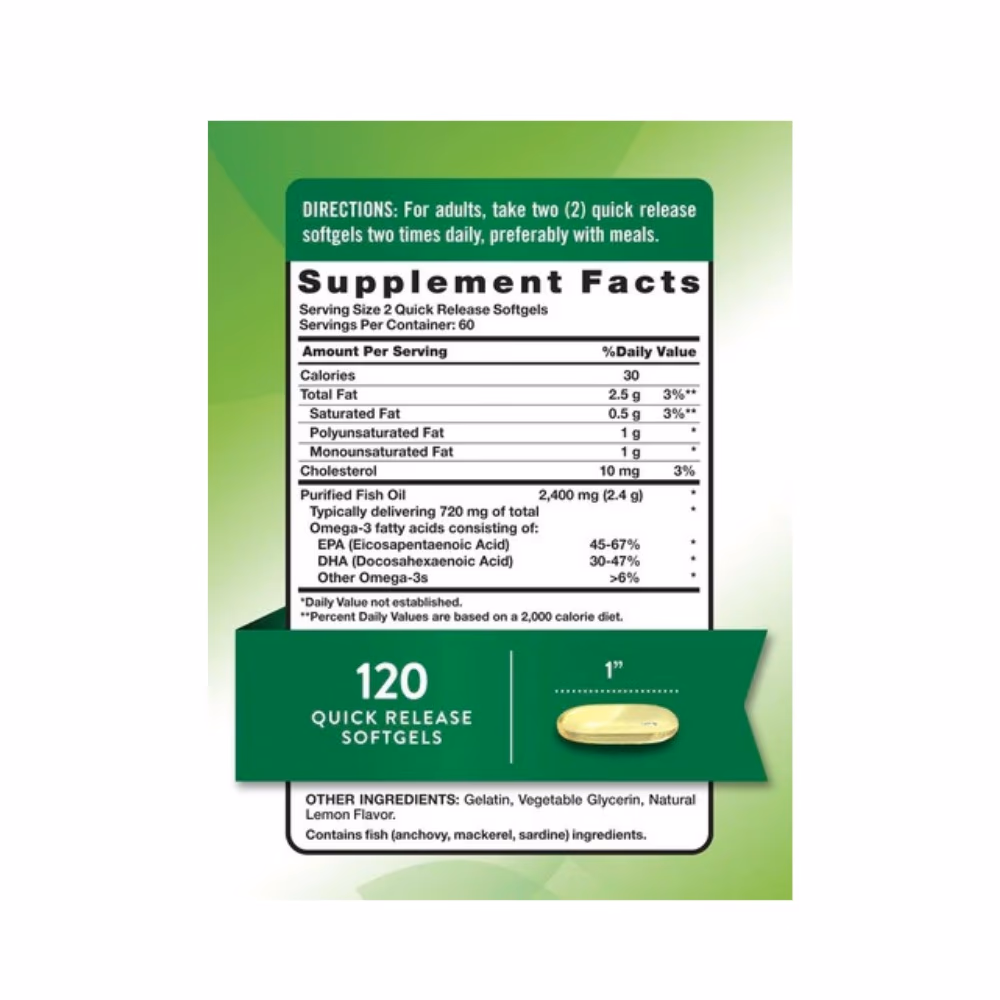 Nature's Truth Fish Oil 2400mg Lime Softgels 120s 3