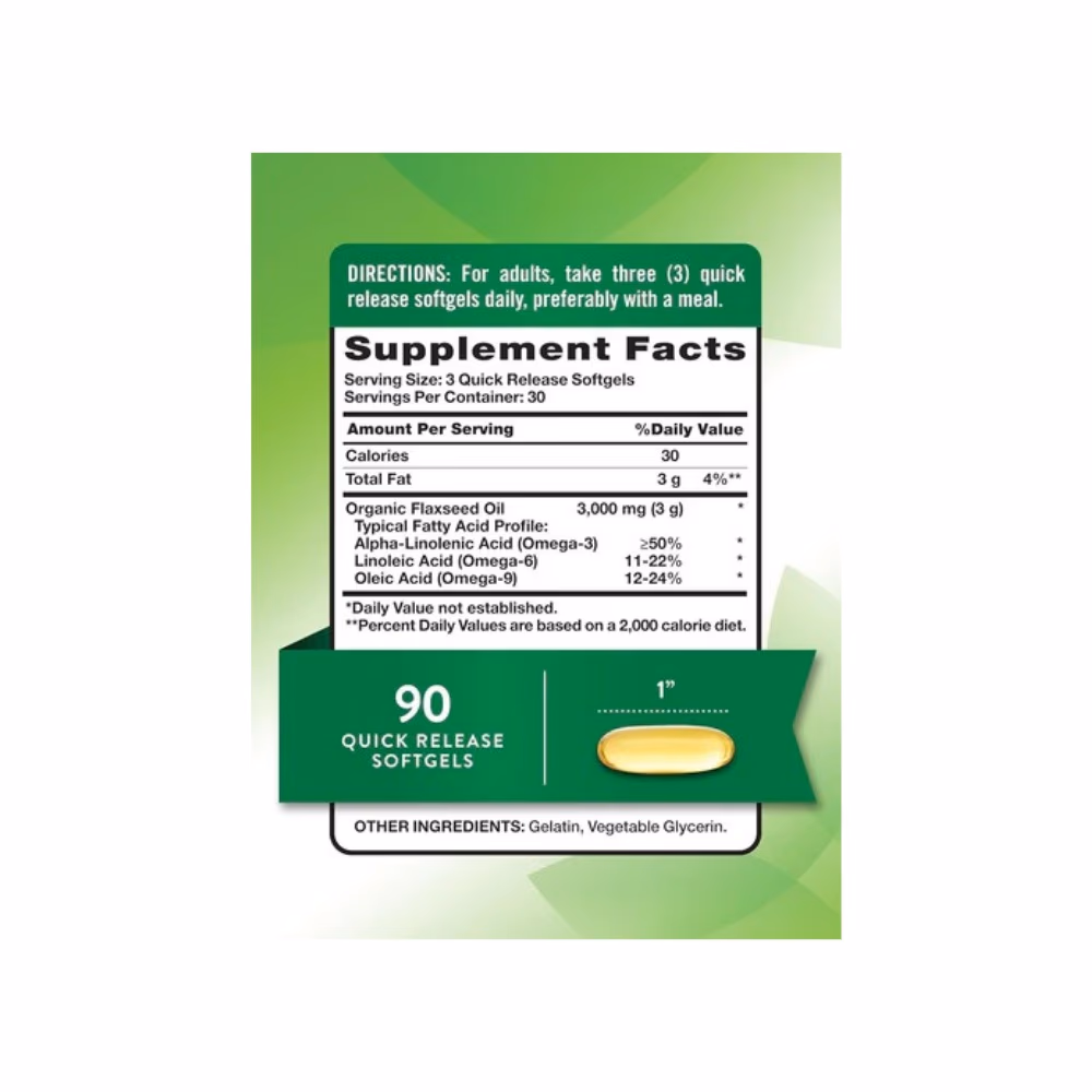 Nature's Truth Flaxseed Oil 3000mg 90 Softgels 4