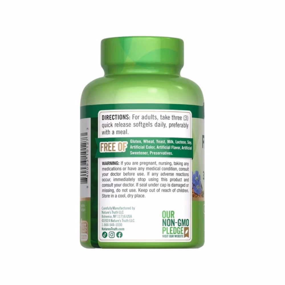 Nature's Truth Flaxseed Oil 3000mg 90 Softgels 2