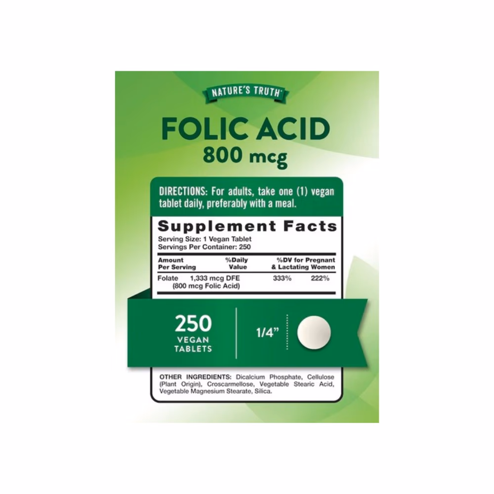 Nature's Truth Folic Acid 800mcg 250 Tablet 2
