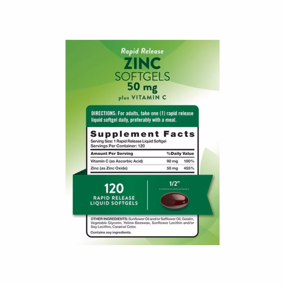 Nature's Truth Zinc 50mg + Vitamin C Softgel 120s 3