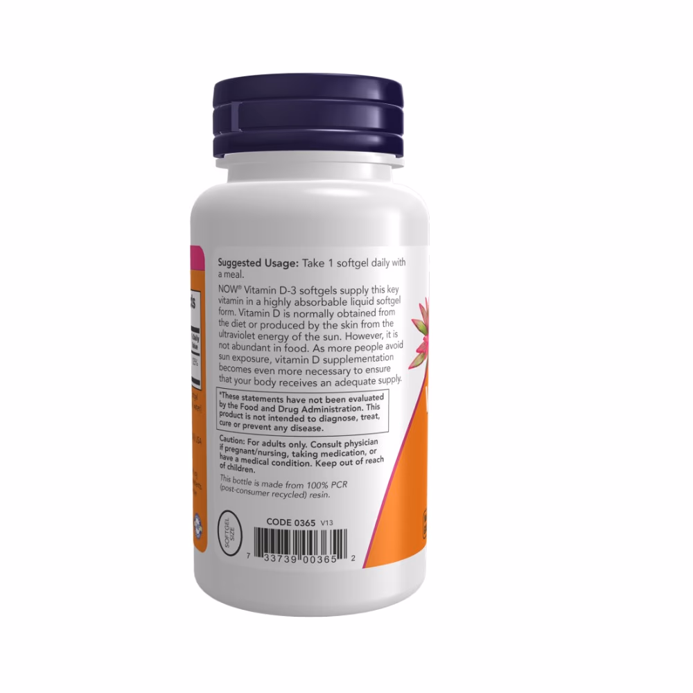 Now Vitamin D3 1000 IU 180 Softgels 3
