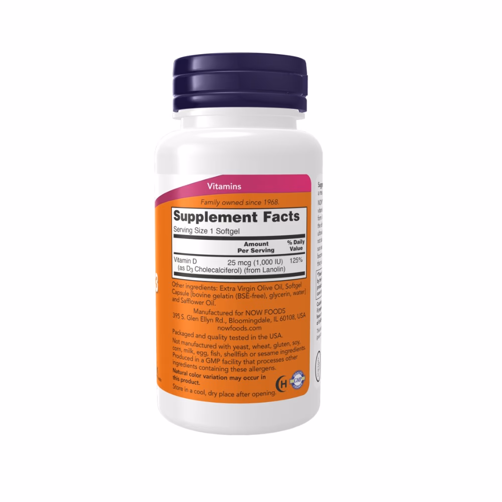 Now Vitamin D3 1000 IU 180 Softgels 2