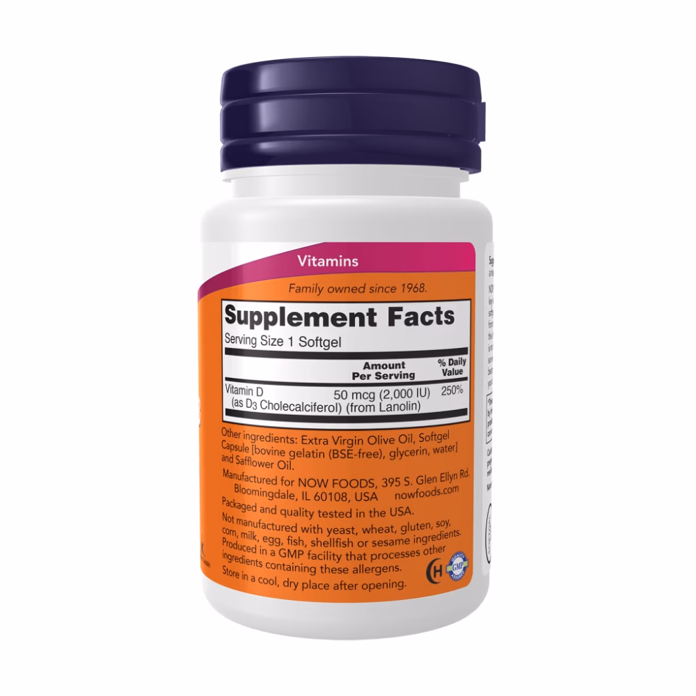 Now Vitamin D3 2000 IU 120 Softgels 2