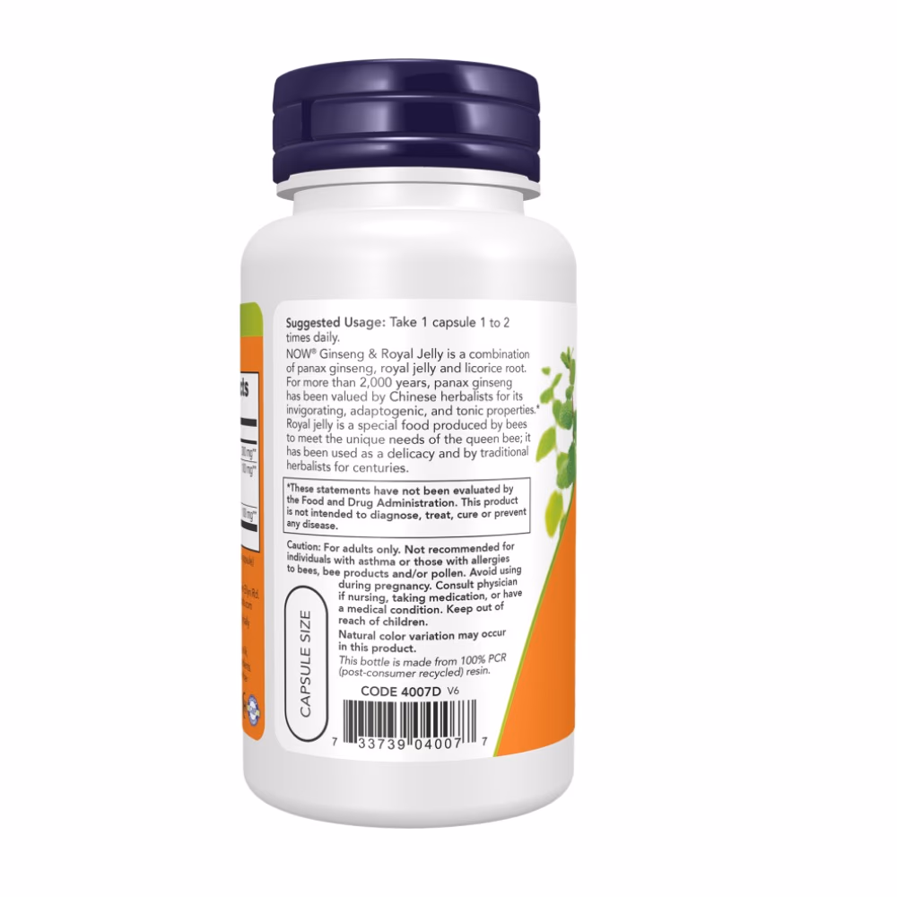 Now Ginseng & Royal Jelly 90 Veg Capsules 3