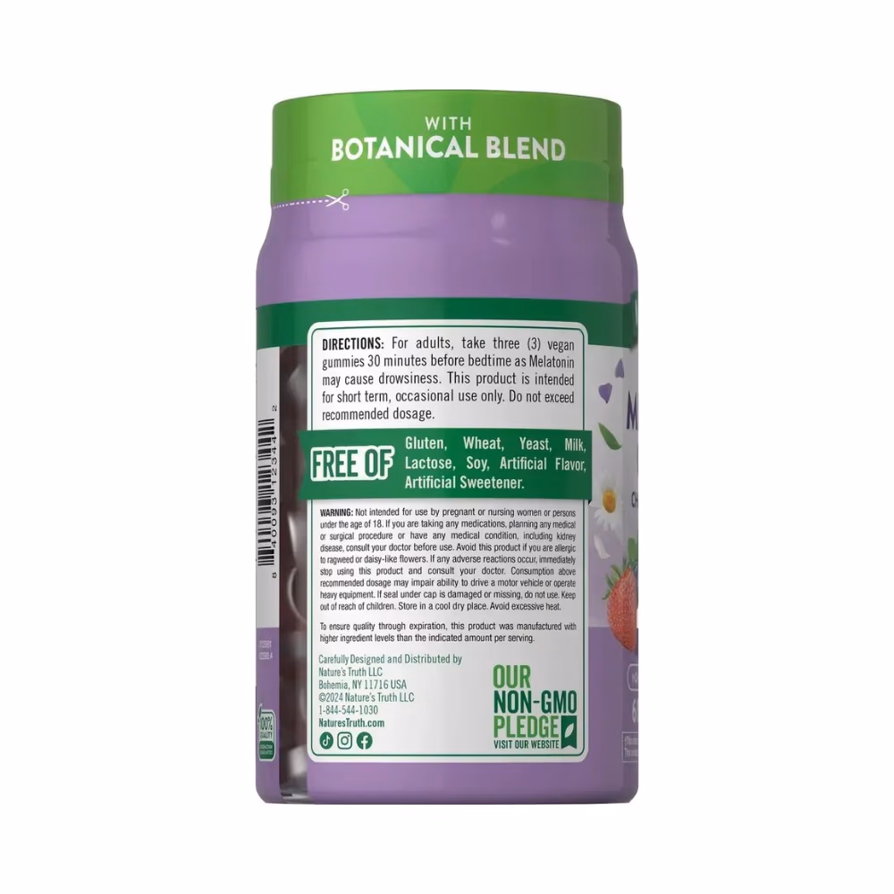Nature's Truth Chamomile + Lavender Sleep Melatonin Gummies, Mixed Berry  3