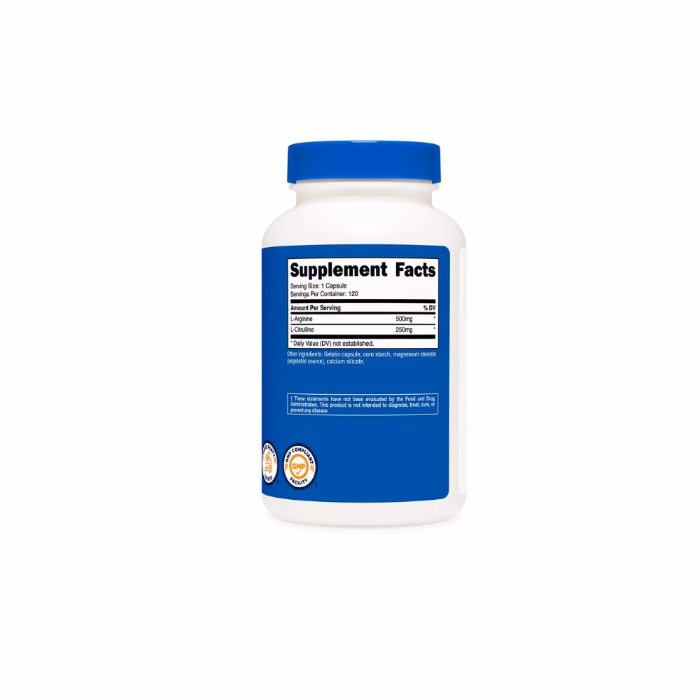 Nutricost L-Arginine + L-Citrulline 500/250mg Cap 120s 2