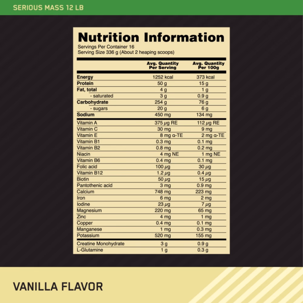 Optimum Nutrition Serious Mass Vanilla 12LB 3