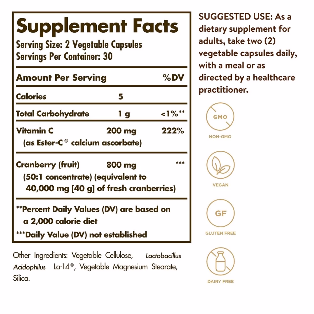 Solgar Cranberry Plus Ester-C 60 Veg Capsules 2