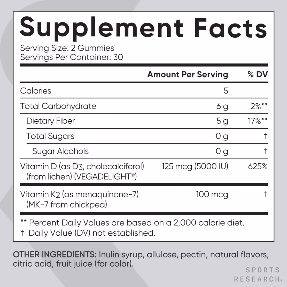 Sports Research D3 + K2 Gummies, 60 Count 2