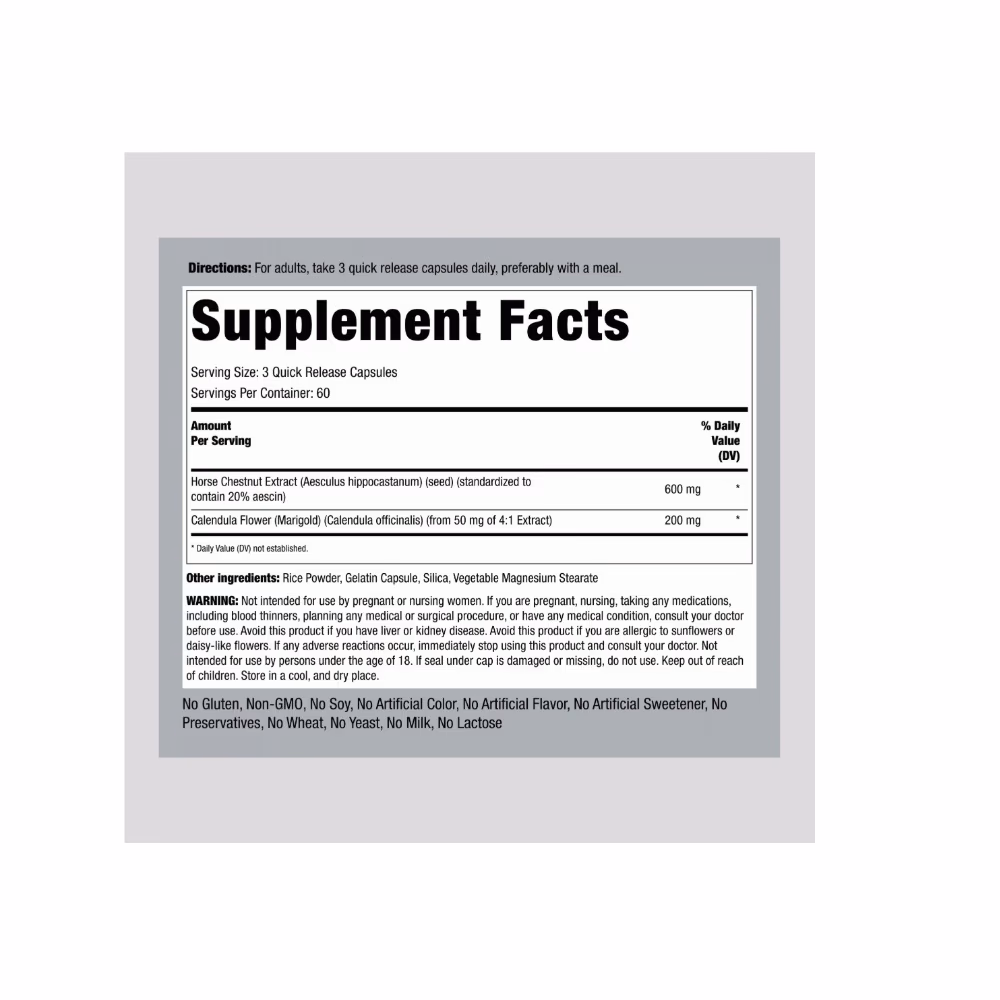 Piping Rock Horse Chestnut 600mg 180 caps 5