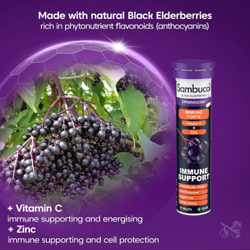 Sambucol Immuno Forte Effervescent Tablets - Natural Black Elderberry, 15 Tablets 2