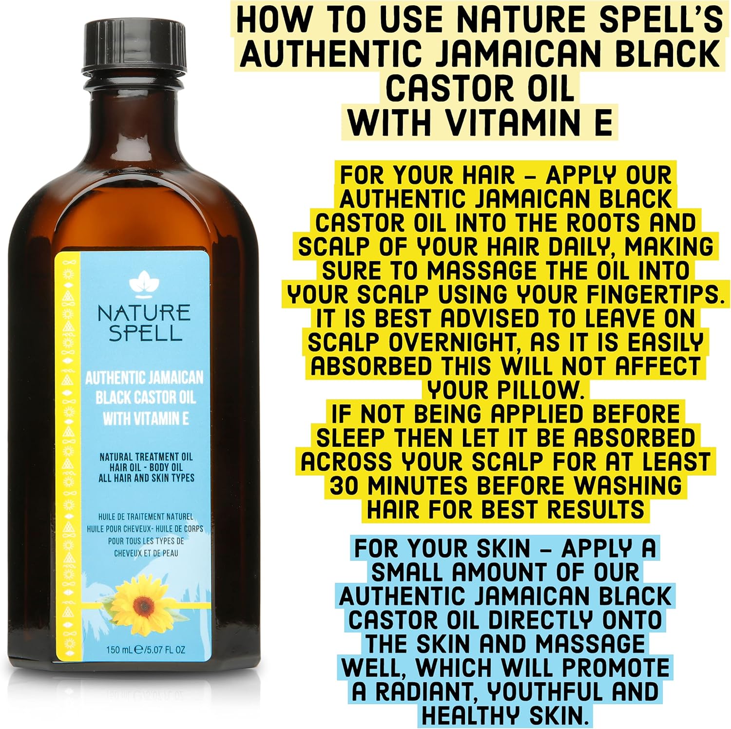 Nature Spell Authentic Black Castor Oil with Vitamin E 150ml 2
