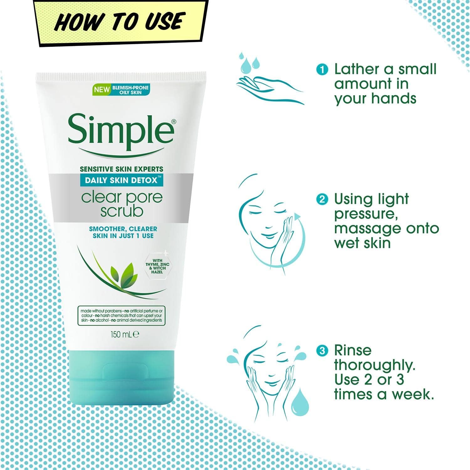 Simple Daily Skin Detox Clear Pore Scrub 150ml 3