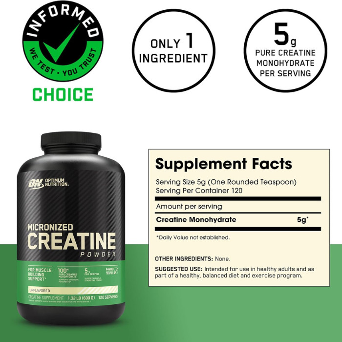 Optimum Nutrition Creatine Powder 600gm 3