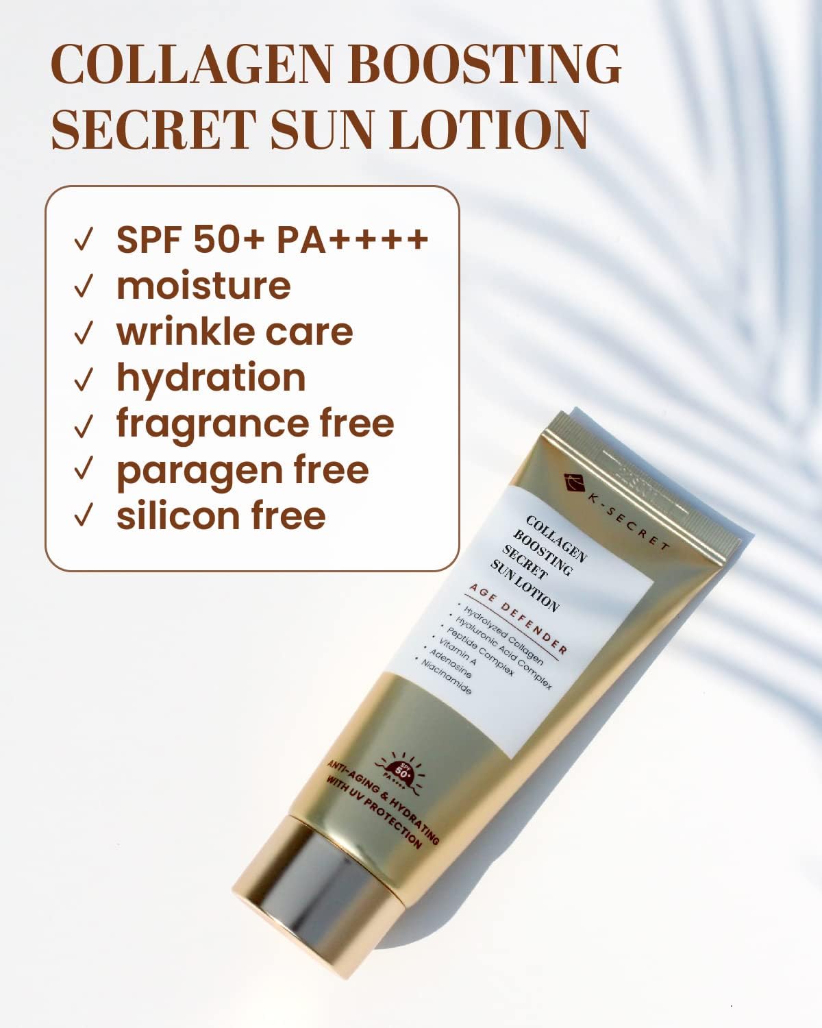 K-SECRET Collagen Boosting Secret Sun Lotion SPF 50+ PA+ 60ml – Multi-Functional, Firming Sunscreen With Collagen Boosting Formula To Protect, Hydrate, And Improve Skin Elasticity. 3
