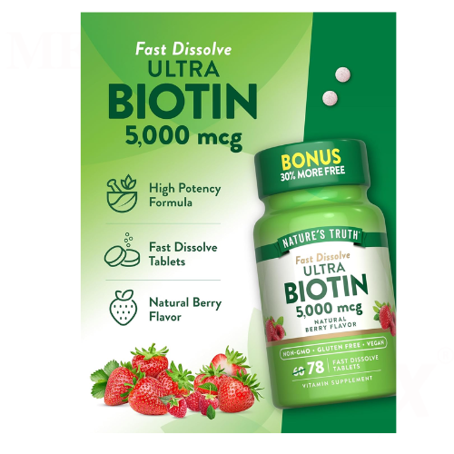 Natures Truth Ultra Biotin 5000 mcg – 78 Fast Dissolve Tablets(Natural Berry Flavor) 3