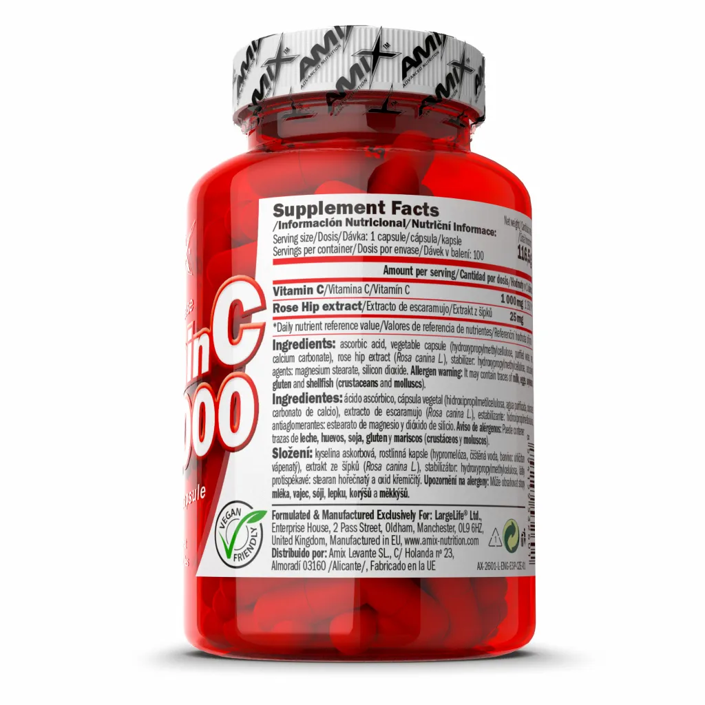 Amix Vitamin C 1000mg - 100 Vege Capsules 2