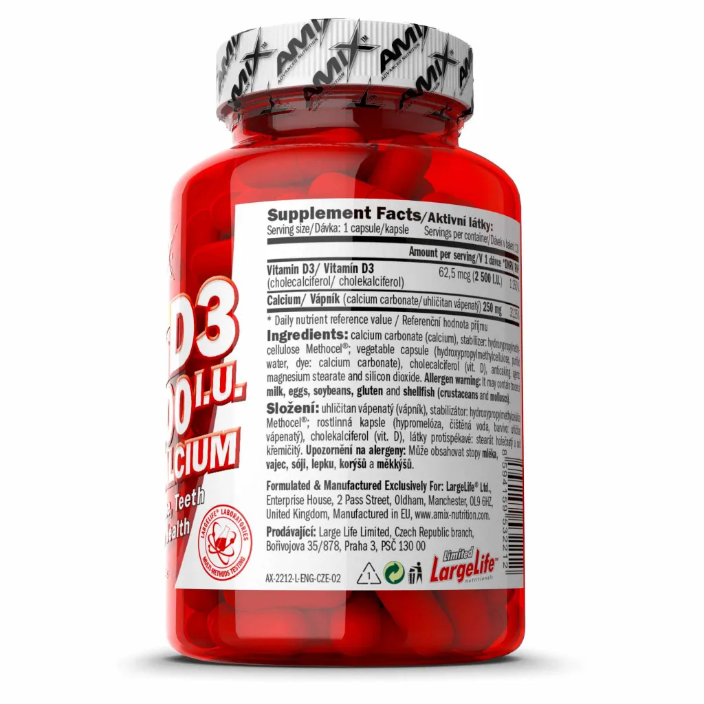 Amix Super Vitamin D3 2500I.U. with Calcium - 120 Capsules 3