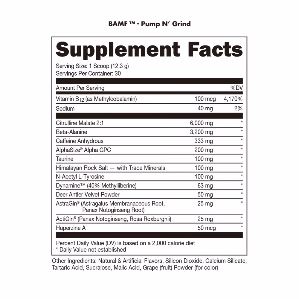 Bucked Up BAMF High Stim Pre-Workout Pump N Grind 361g 3