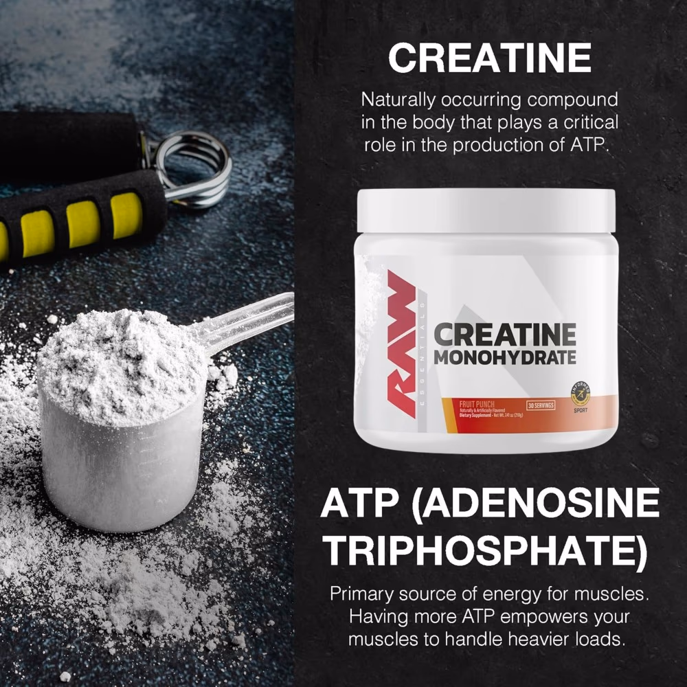 Raw Nutrition Creatine Monohydrate Powder – Fruit Punch Flavor, 30 Servings  2