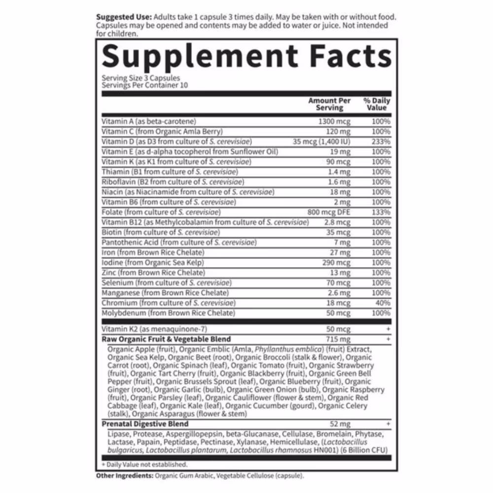 Garden of Life Vitamin Code Raw Prenatal 30 Vegetarian Capsules 2