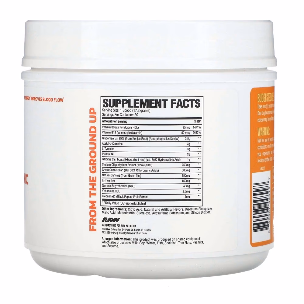 Raw Burn Thermogenic Powder Sweet Citrus 516g 2