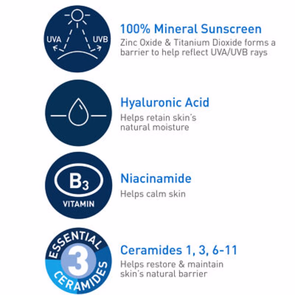 CeraVe Hydrating Mineral Sunscreen SPF 30 75ml  5