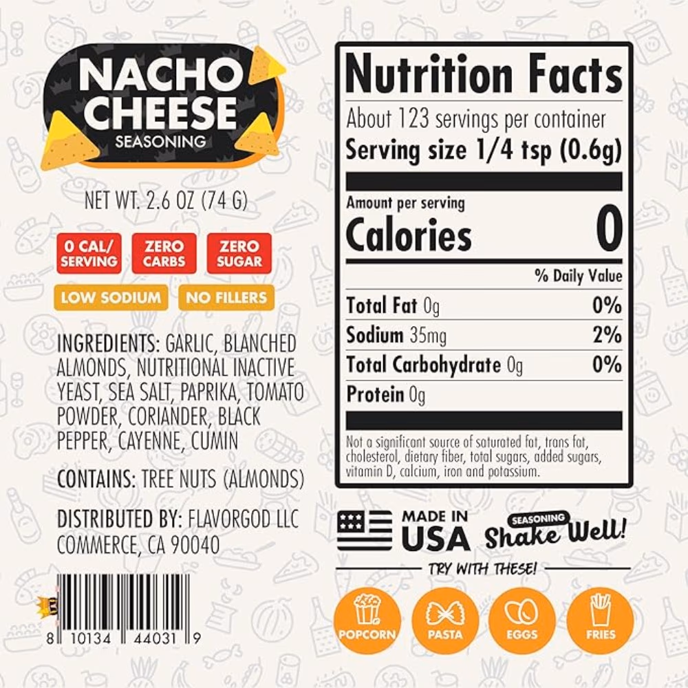 FlavorGod Spice Vegan Nacho Cheese 74g 2