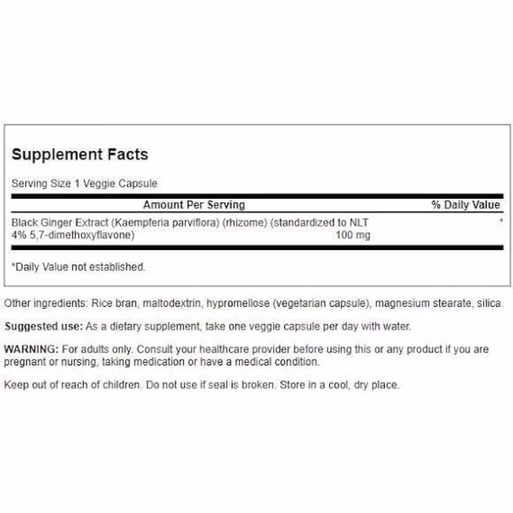 Swanson Black Ginger Extract 100mg Veg Capsules 30s 3